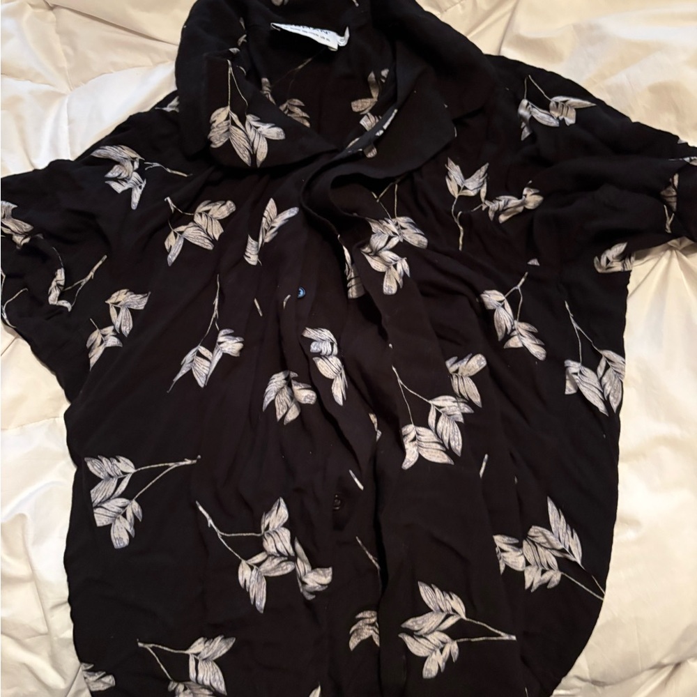 Topman Black Leaf Print Men's Shirt